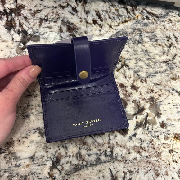 NWT Kurt Geiger Purple Leather Bi-Fold Snap Closure Card Holder - Picture 5 of 9